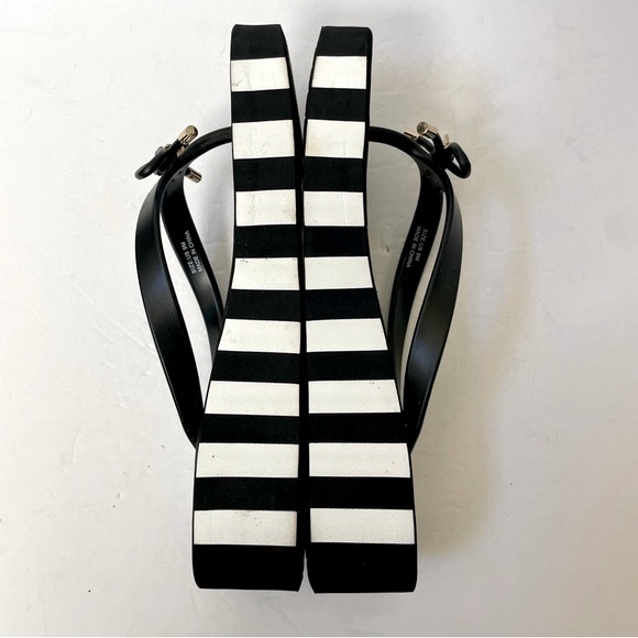 Kate Spade Rhett Platform Wedge Black/White Stripe Flip Flops Size 9 - Picture 9 of 15